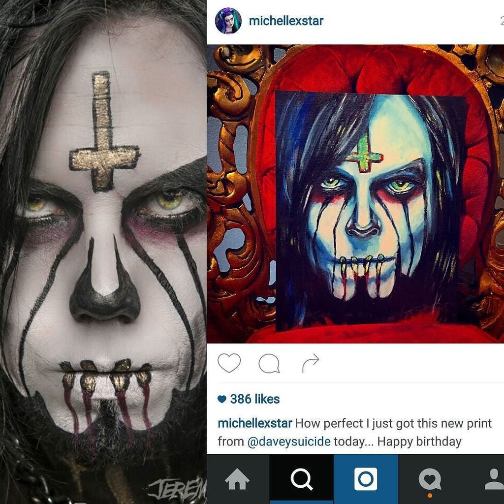 jeremysaffer's tweet photo. check it. @daveysuicide did a cool painting of my piggy d photo from mayhem fest a while b… https://t.co/3vQVyQgzkp https://t.co/I6SYfZAjuL
