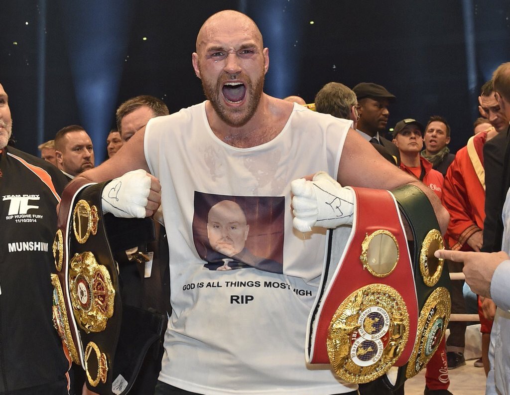 Laceupboxing's tweet photo. Tyson Fury is world heavyeight champion of the WORLD! #klitschkofury https://t.co/9QsOBtr1NB