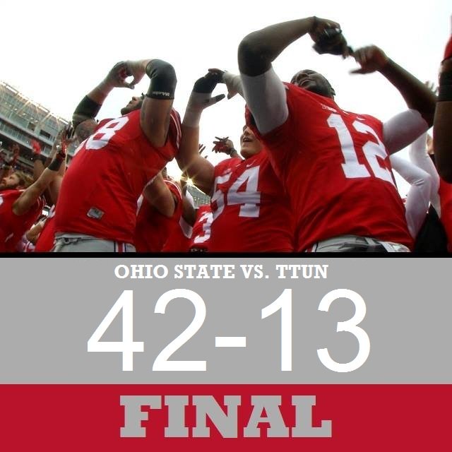 FINAL: 4 straight wins over #TTUN &amp; 11 out of 12! Hear from Urban Meyer and the #Buckeyes - myfox28columbus.com/live/event