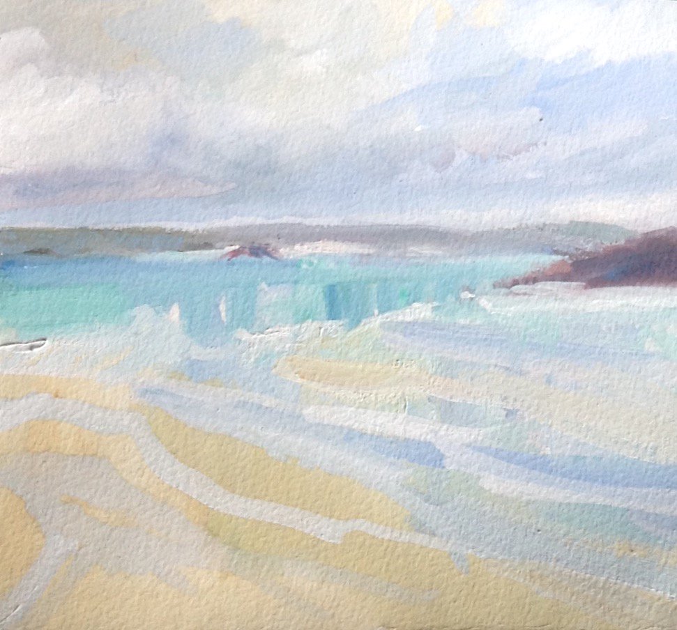 NickyWalkerArt's tweet photo. On @TrescoIsland, managing to snatch moments to #paint outside, in between the #showers and #TrescoRocket landing! https://t.co/NKQ82S2Afo