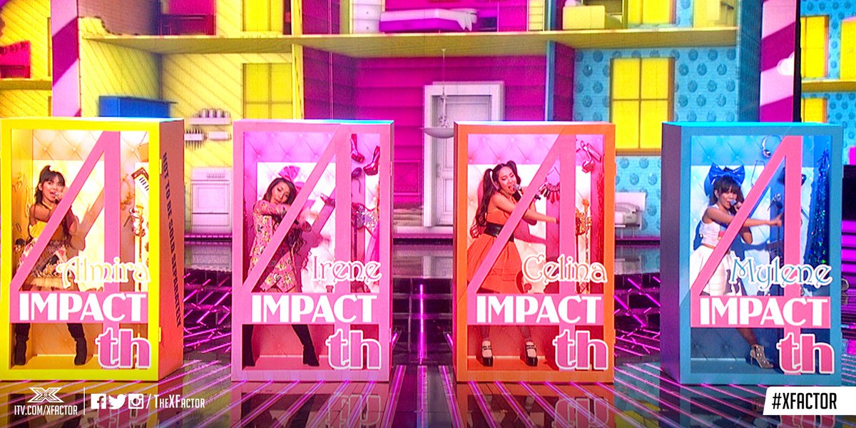 TheXFactor's tweet photo. They’re back in the fast lane and ripping up that stage, it’s our #Fancy foursome @4thImpactMusic. 💥 #XFactor https://t.co/9MoSszKkPp