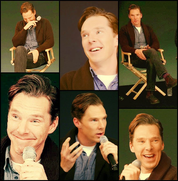 Keet67's tweet photo. @CumberbatchSpam #talkshowbatch not really a talkshow but panel/interview #aplelock #gigglebatch https://t.co/6LuSXczBie