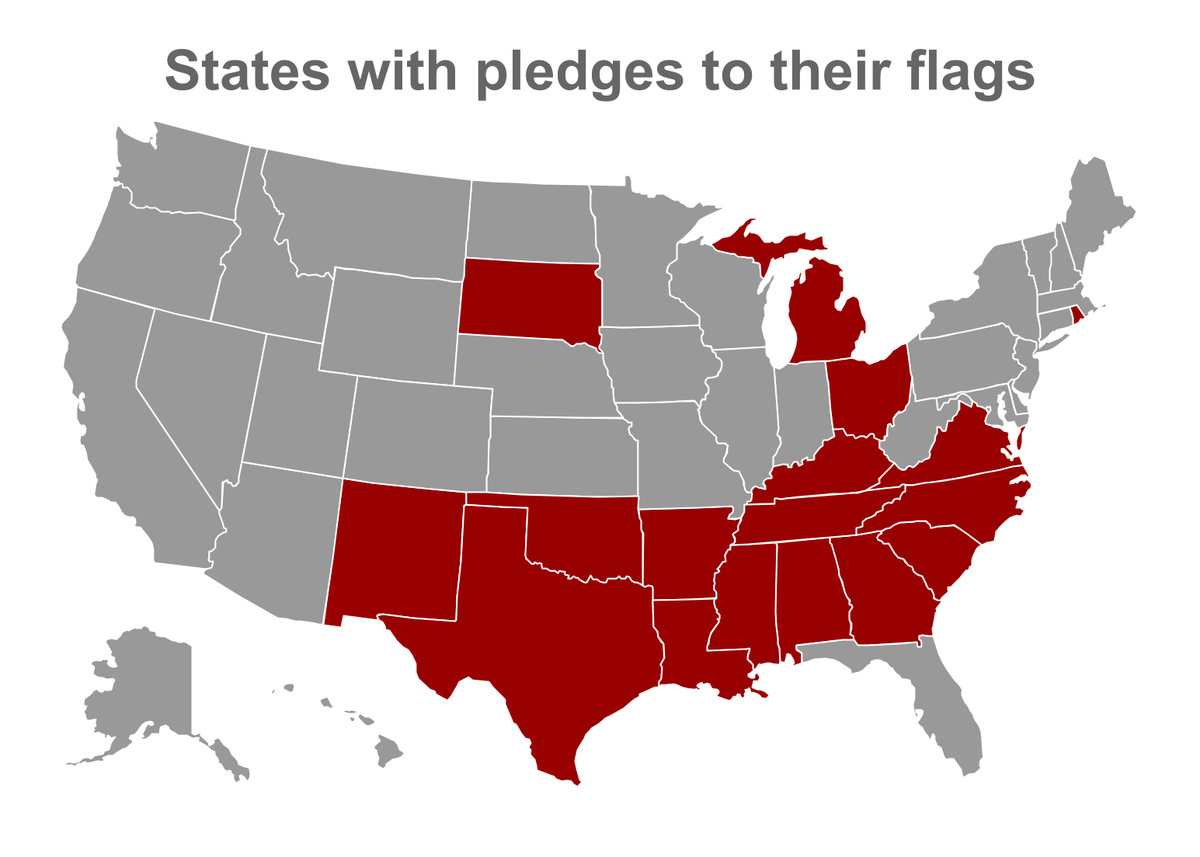 portlandflag's tweet photo. 17 US states have pledges to their flags; 10 may be Confederate vestiges, but the others? https://t.co/ZTYLXRsSGh https://t.co/H1MRMCHJxm