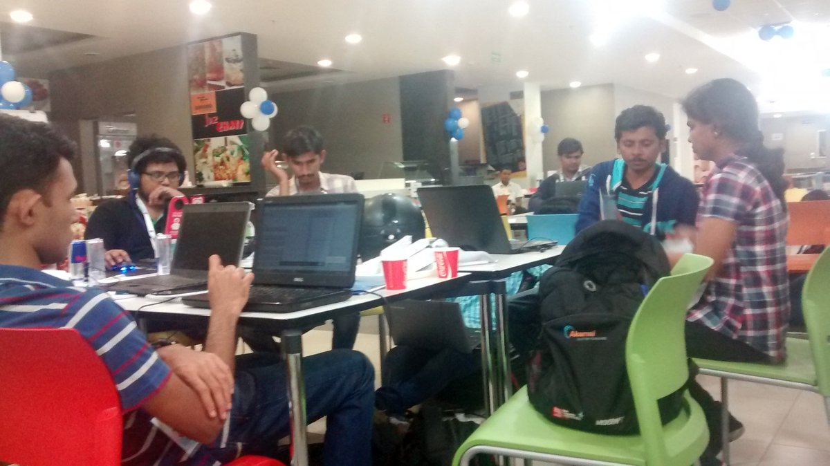 nodenow's tweet photo. #OpportunityHack #Bangalore #womenintech 3am #devs working #hard #nodejs #javascript #codinghorror #hacking https://t.co/5DS0I2TKev