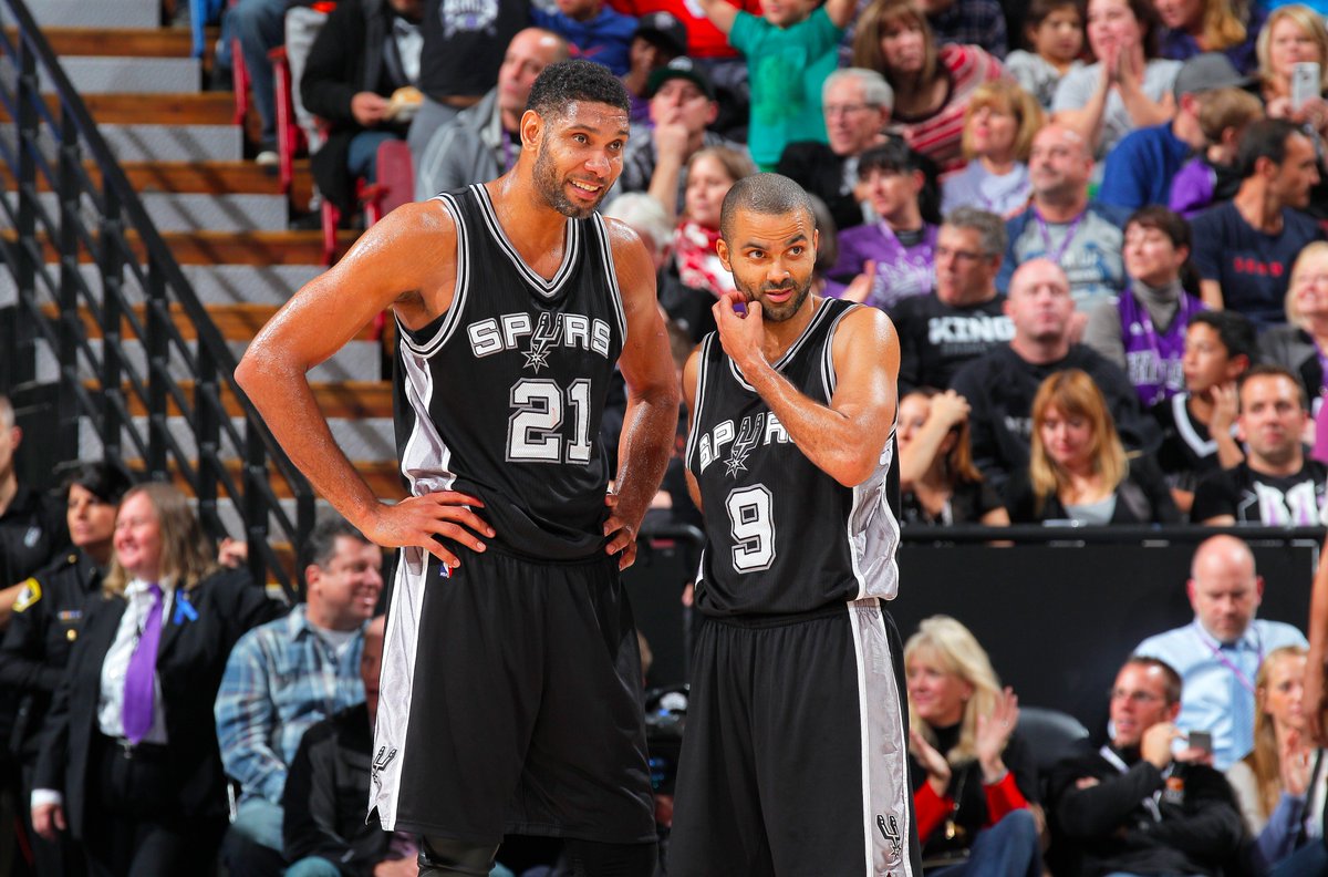 NBATV's tweet photo. Tonight was Tim Duncan &amp; Tony Parker's 700th win together (via @Spurs) https://t.co/U1N0czJcJM