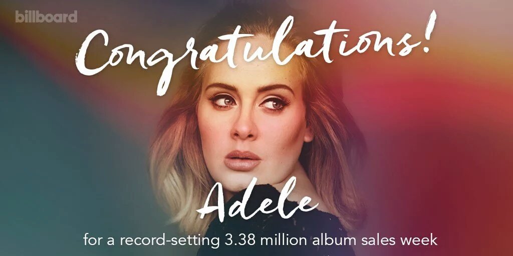 mx_adele's tweet image. ¡Es oficial! #Adele ha hecho historia con el debut del álbum con más copias vendidas en una semana 🎉 #Adele25 3.38M