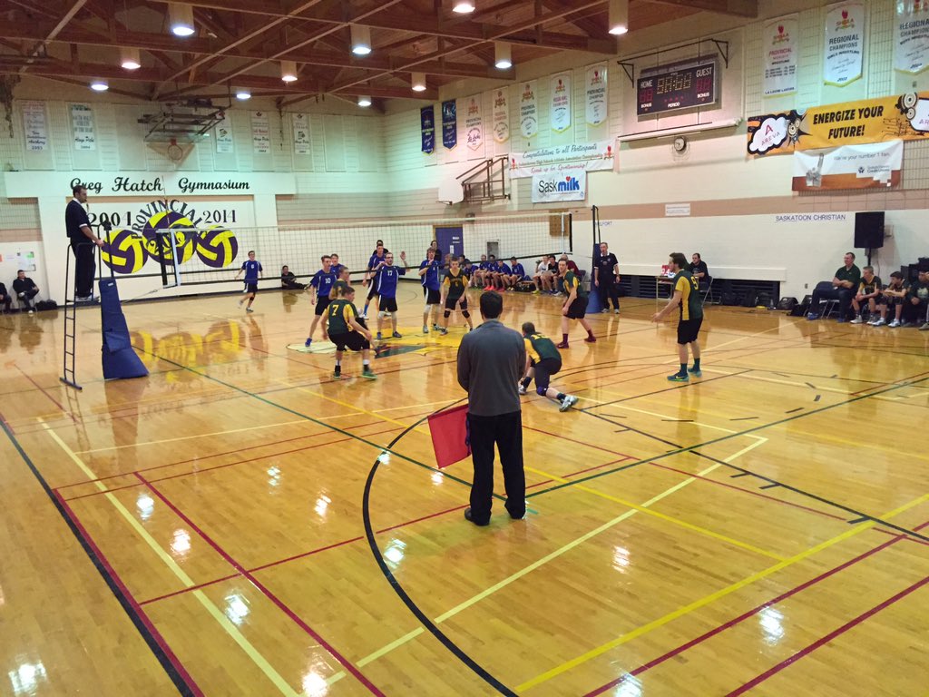 CDuffStuff's tweet image. This gold medal game is in its 2nd set between Melfort and Saskatoon. Melfort took the 1st set 25-22 #shsaa #llcs4a