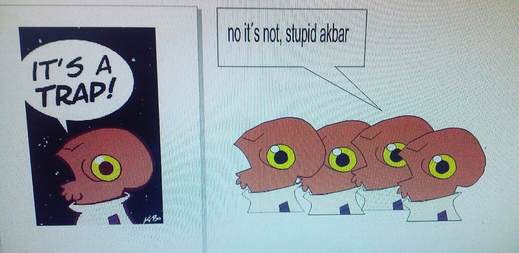 IgoaJose's tweet photo. A-k-bar mal #starwars #itsatrap #squidd #bored #aburrido #vivastarwars #maytheforcebewithyou #dibujo https://t.co/IWYipMvONC