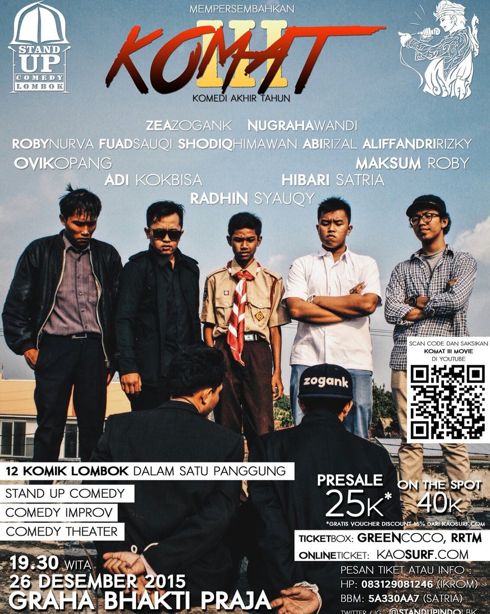 standupindoLBK's tweet photo. #KOMAT3
Sabtu,26 Desember 2015 at Graha Bhakti Praja
Cc: @StandUpIndo https://t.co/Jk8ebEy7NS