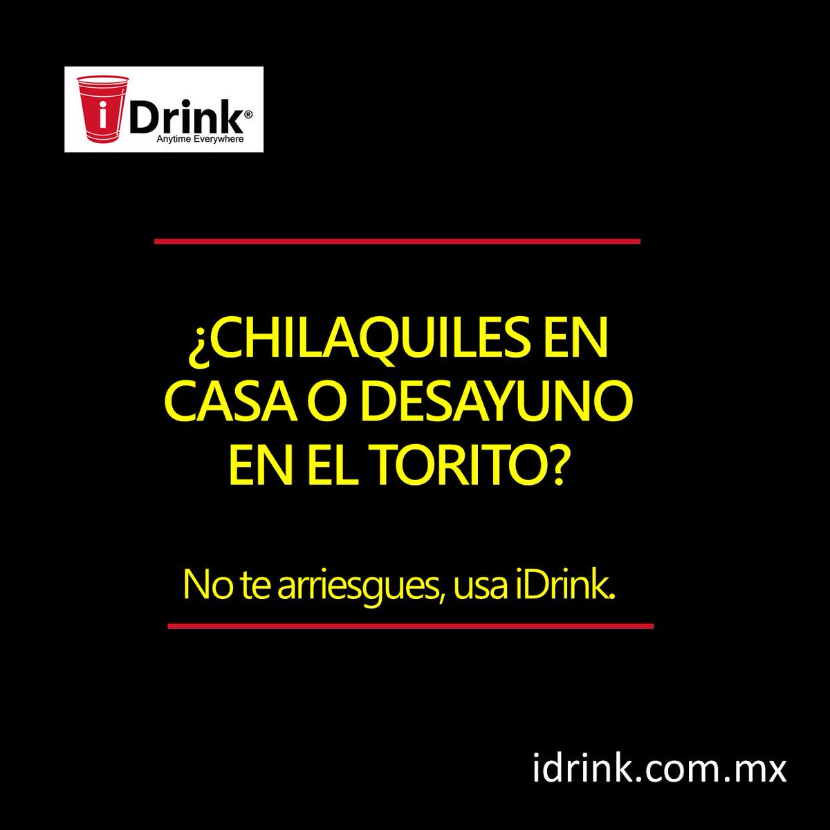 iDrinkMEXICO's tweet photo. ¿CHILAQUILES EN CASA O DESAYUNO EN EL TORITO? No te arriesgues usa iDrink! https://t.co/ZyIkQeIqiw