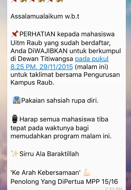 mppuitmpahang's tweet photo. Perhatian kepada mahasiswa/i UiTM Pahang Kampus Raub! Please retweet 😊 https://t.co/TTQzEiSege