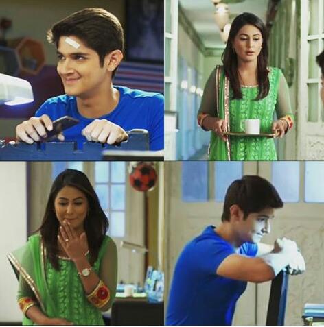 24freebird's tweet image. #EmbarrassingMoment😂😂 for both😝😂😂missri s bhi methi smile😍😘😘 #Nakshara😍 (pc-maker)  @eyehinakhan @rohan4747