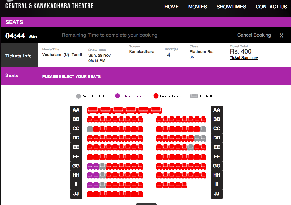 its_prahil's tweet photo. Domaru VJ fan This is @CentralCinemas  Evening show Booking Status. Soru thane saapidreenga ?? #vedalam #blockbuser https://t.co/vxAItuL2u0