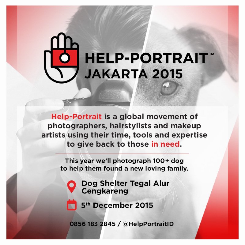 HelpPortraitID's tweet image. Help-Portrait Jakarta 2015, 5 Desember di Dog Shelter Tegal Alur. Join us.