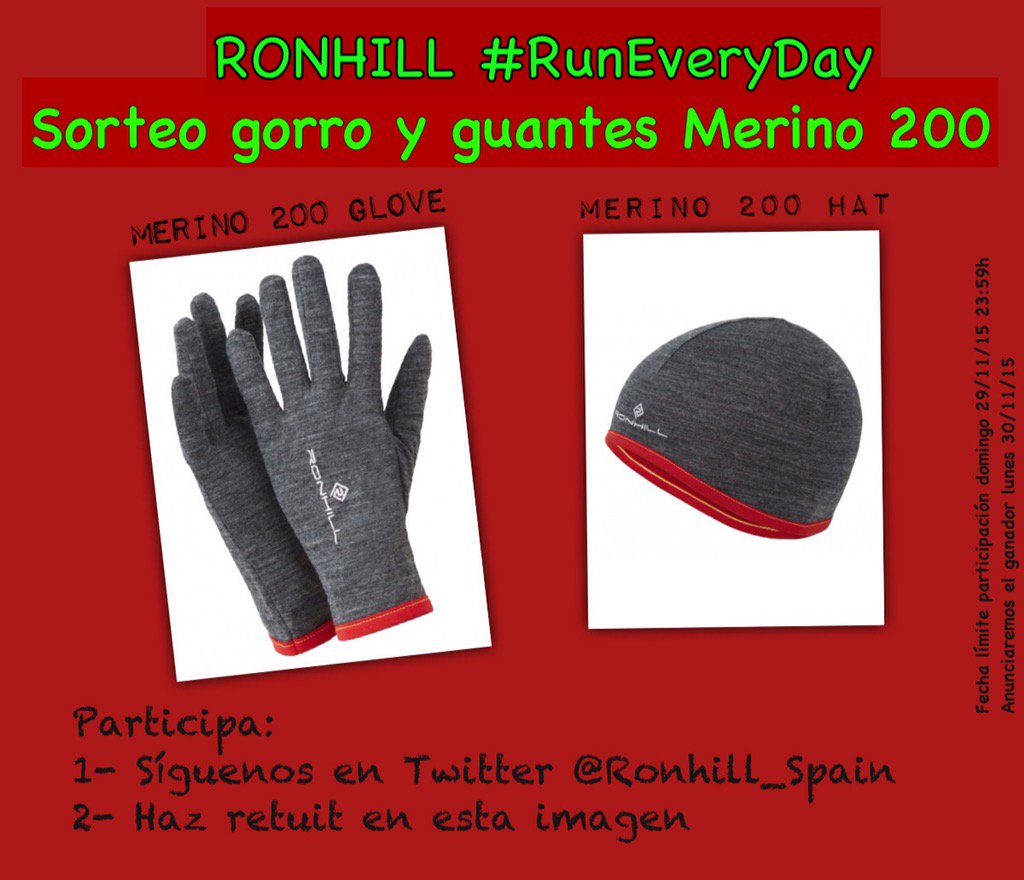 Sportdifferent_'s tweet photo. Buenos días! Todavía estas a tiempo de participar en el sorteo de gorro y guantes Merino 200 de Ronhill #RunEveryDay https://t.co/xIcbHq0ZjY