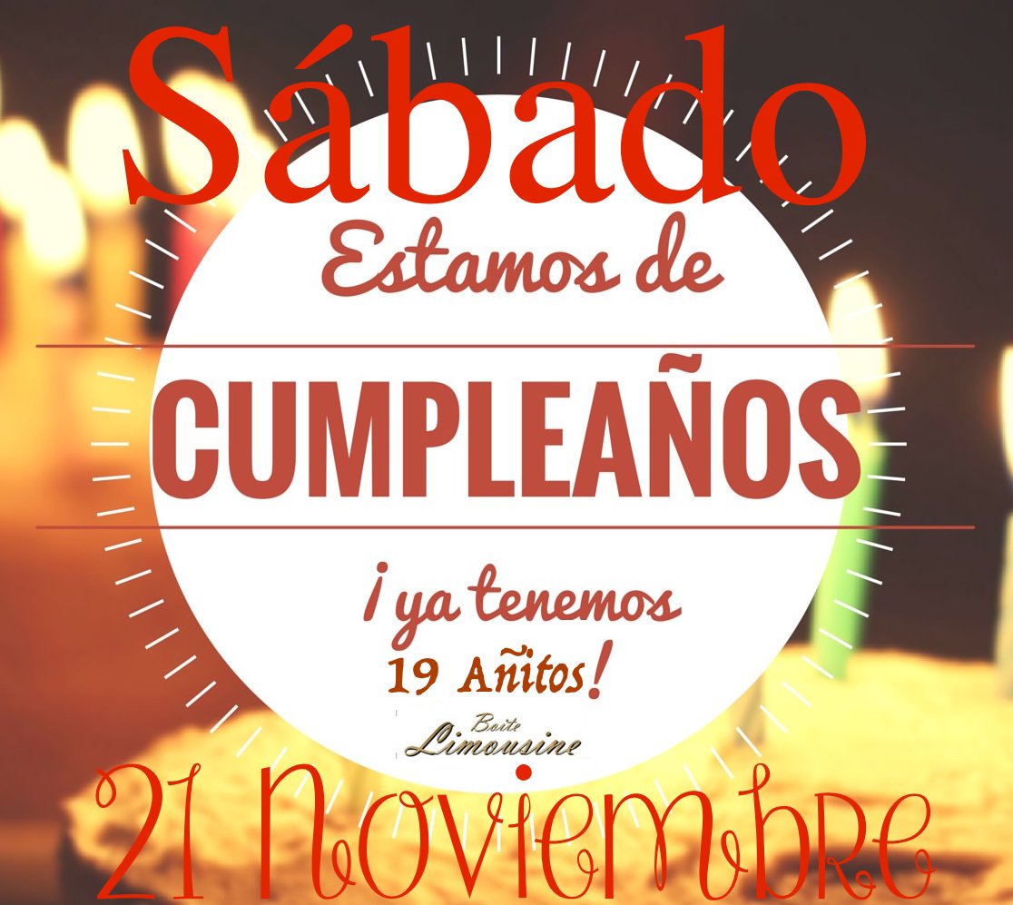 El sábado 21 de Noviembre, celebraremos nuestro 19 aniversario.
No puedes faltar¡.