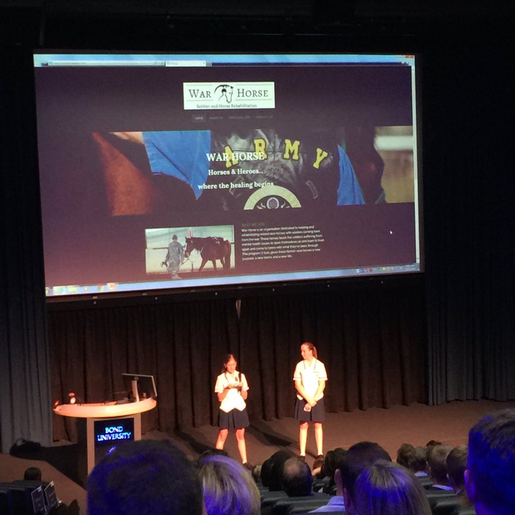 PrintManage's tweet photo. Saving horses &amp; soldiers! WAR HORSE - where the healing begins. Awesome girls! #GCDemoDay #warhorse https://t.co/lW8ckZ4343