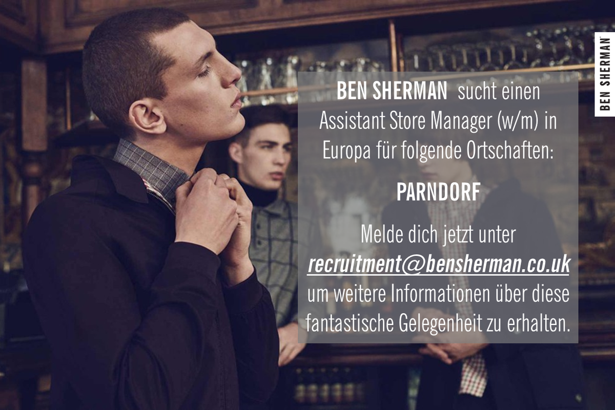 BenShermanJobs's tweet photo. BEN SHERMAN sucht einen neuen Assistant Store Manager (w/m) in: Parndorf https://t.co/jb3IKyRi4D
