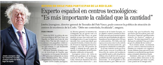 elan_network's tweet photo. @Emol recoge el paso #ElanNetwork_Chile resaltando conclusiones de Joseba Jaureguizar, Director General @tecnalia https://t.co/NJrqsAjbVV