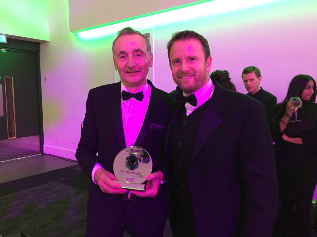 BBCLancsSport's tweet photo. Tony Parkes was given the Lifetime Achievement Award at last nights @NWFAwards. @kevingallacher8 presented the award https://t.co/F5aVuVUfyB