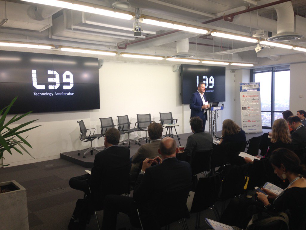 Level39CW's tweet photo. .@Ericvanderkleij talking @CognicityCW programme and its future at #WORKTECH15 https://t.co/VpYHm6dEo4