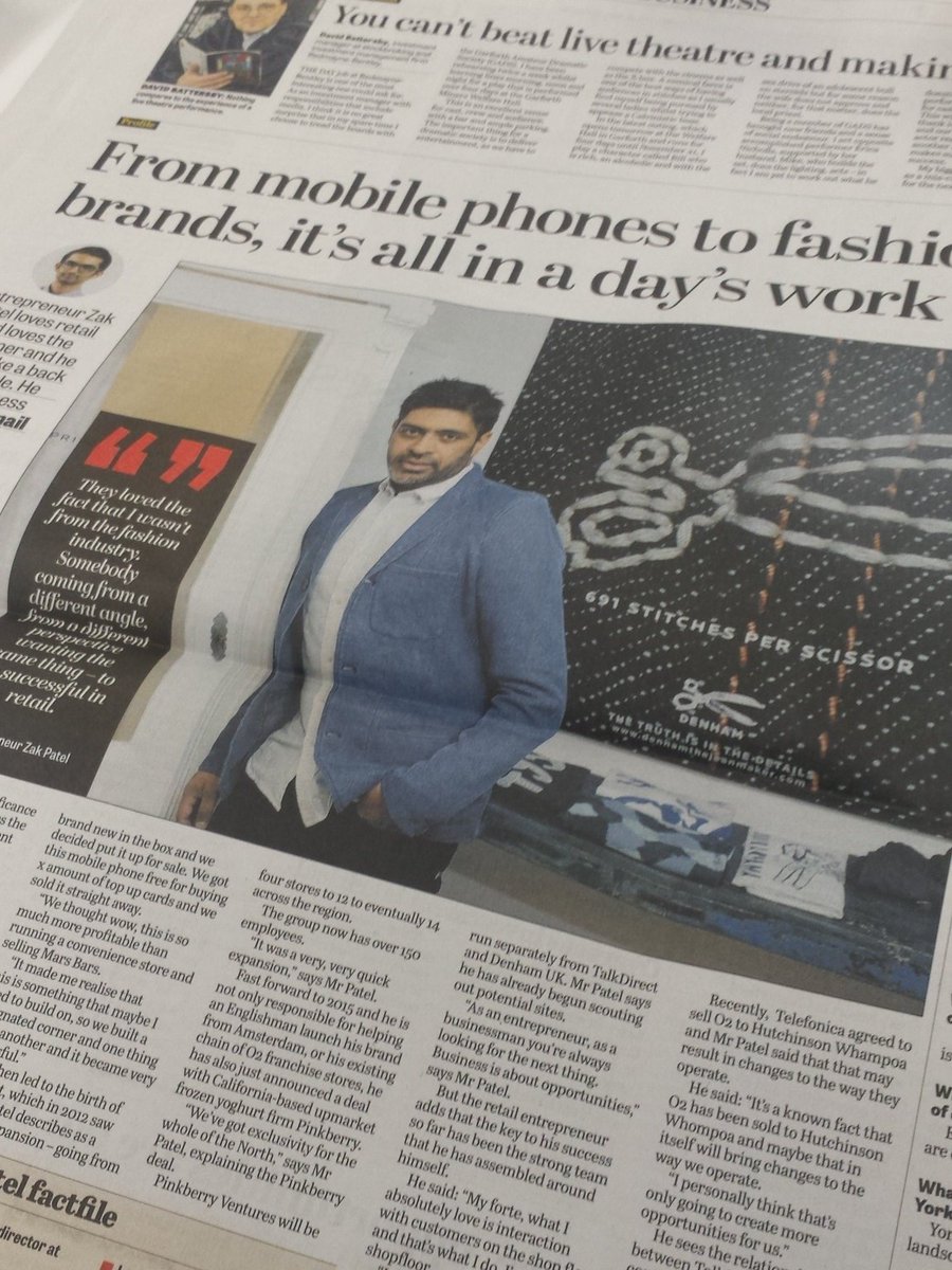 Interview with @zakpatelo2. On starting <a href="/TalkDirectLeeds/">Talk Direct</a> &amp; his latest venture <a href="/Denham_uk/">Denham</a> yorkshirepost.co.uk/business/busin…