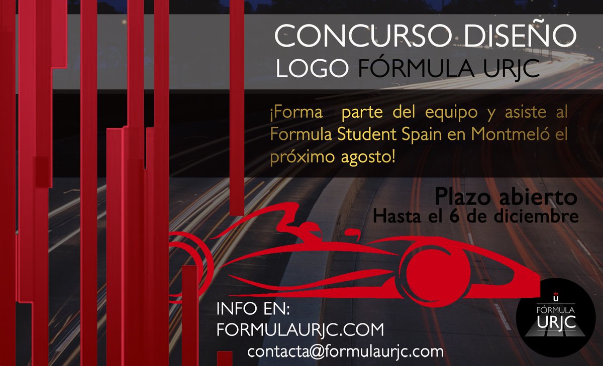 _umotorsport's tweet photo. ¡Abierto el concurso para diseñar un logo de Fórmula URJC y acceder al equipo!

Bases aquí:
https://t.co/lHk4XuPrKe https://t.co/vLcZlooxMn