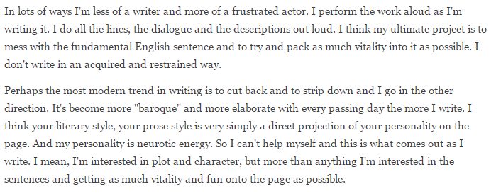 Kevin Barry on writing.