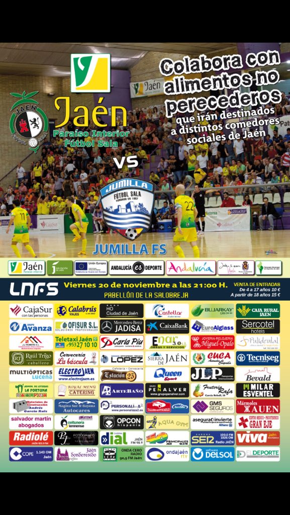 Consigue tu entrada doble para el partidazo <a href="/JaenFS/">Jaén Paraíso Interior FS</a> VS <a href="/JumillaFS/">CFS Jumilla</a> síguenos y haz RT y gana tu entrada doble!!