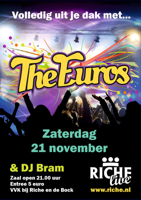 Aanstaande zaterdag speelt <a href="/bandTheEuros/">The Euros</a> bij <a href="/richeboxmeer/">Hotel Riche Boxmeer</a> #Boxmeer