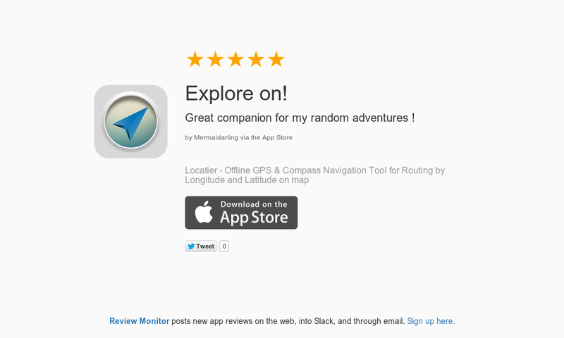 Locatier's tweet photo. 5 Star Review: "Explore on!: Great companion for my random adventures !" https://t.co/huNkcp35v8 https://t.co/ngn2bWDIGr