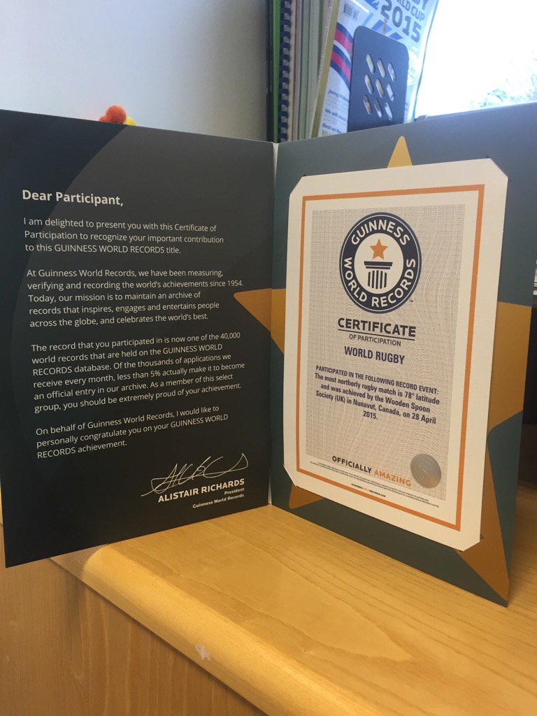 MurrayBarnett's tweet image. Not everyday a Guinness WR certificate lands on yr desk! On its way to you @brettgosper #rugbybuildscharacter #rugby