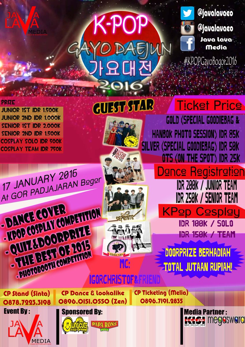 JavaLavaEO's tweet photo. #KPOPGayoBogor2016 
17Jan2016 | GorPadjajaranBogor
Join Us ^^ https://t.co/KiTEeKpX98