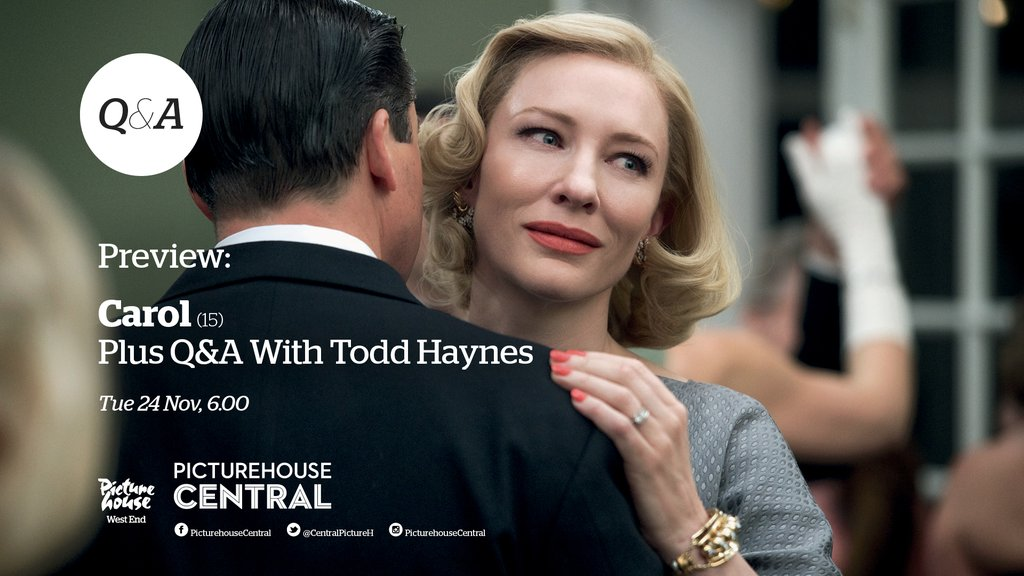 Film4's tweet photo. Londoners! Todd Haynes is in town on Nov 24 for a Carol screening + Q&amp;A at @CentralPictureH: https://t.co/CZtjTDTrxf https://t.co/mGCKbQneh0