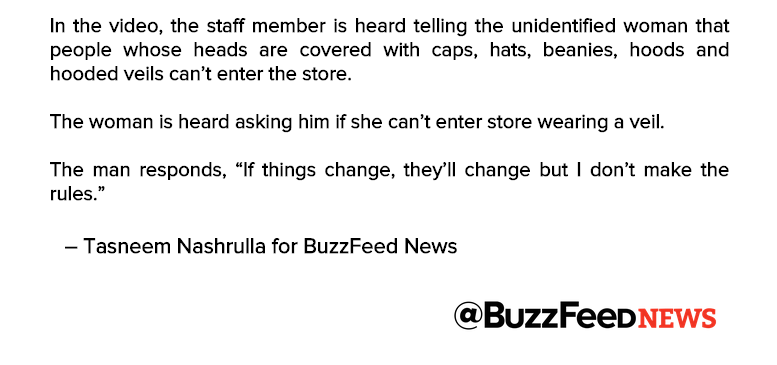 BuzzFeedNews's tweet photo. People Are Angry After A Zara Employee Banned A Woman In A Hijab From A Store https://t.co/VkI81qzHQU https://t.co/GTfasKhniM