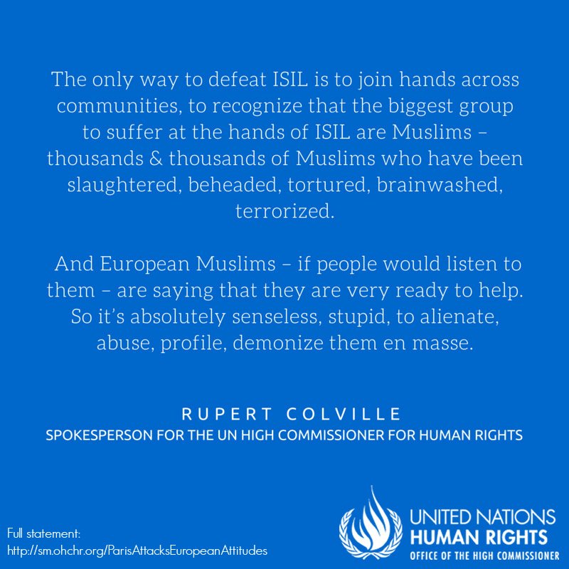 #ParisAttacks: ISIL wants to bait Europe to pick on refugees &amp; Muslims. It's very calculated. Don’t play their game
