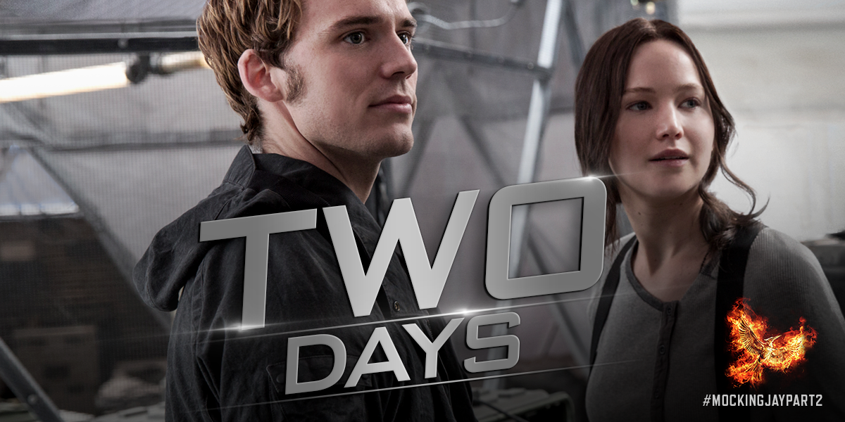 TheHungerGames's tweet image. In TWO DAYS, witness the thrilling conclusion. Get your #MockingjayPart2 tickets now! hungrgam.es/mockingjaytix