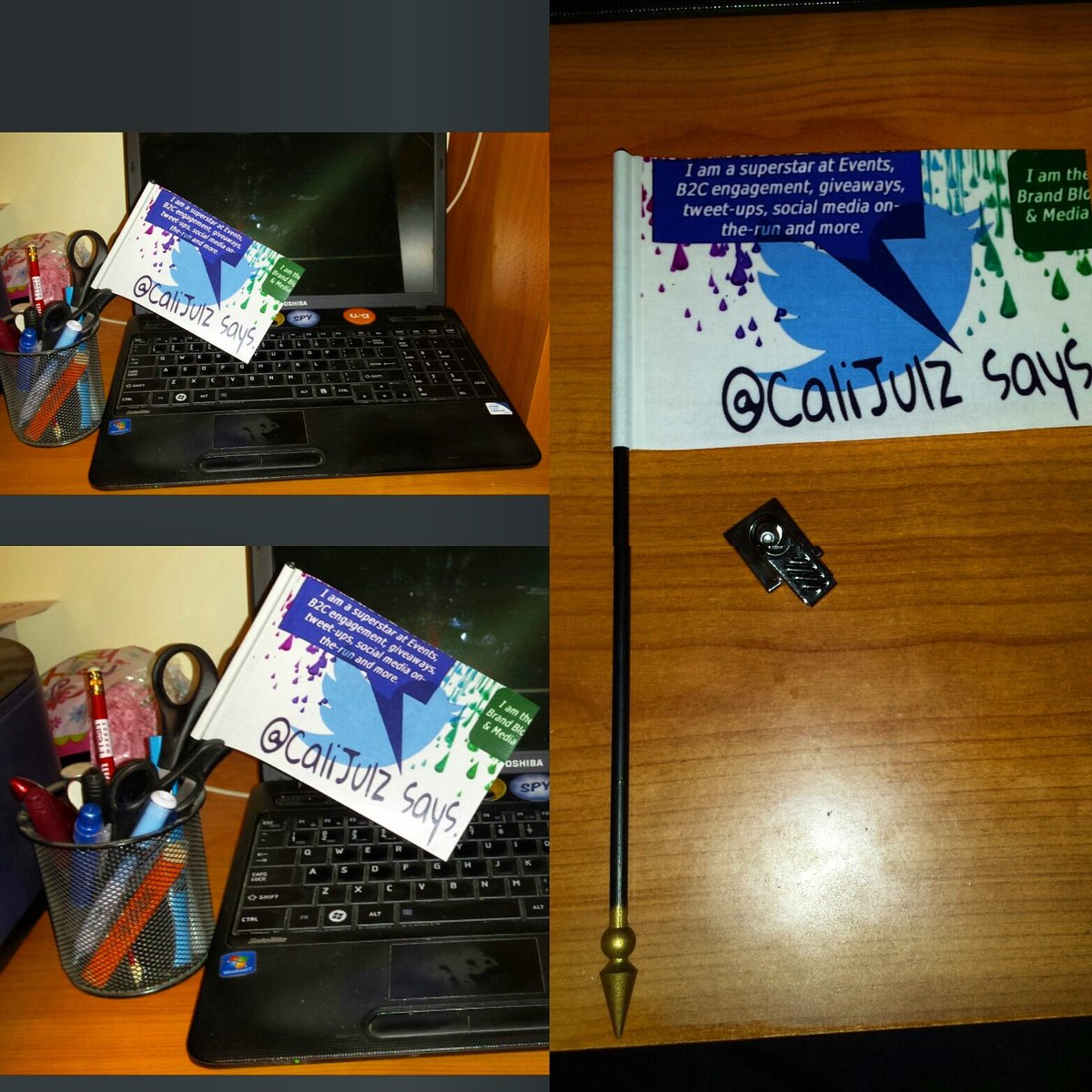 calijulz's tweet image. Surprise! #deskflags totally rocked my flag custom with my blog banner. ..how thoughtful #calijulzsays #ad #tomoson