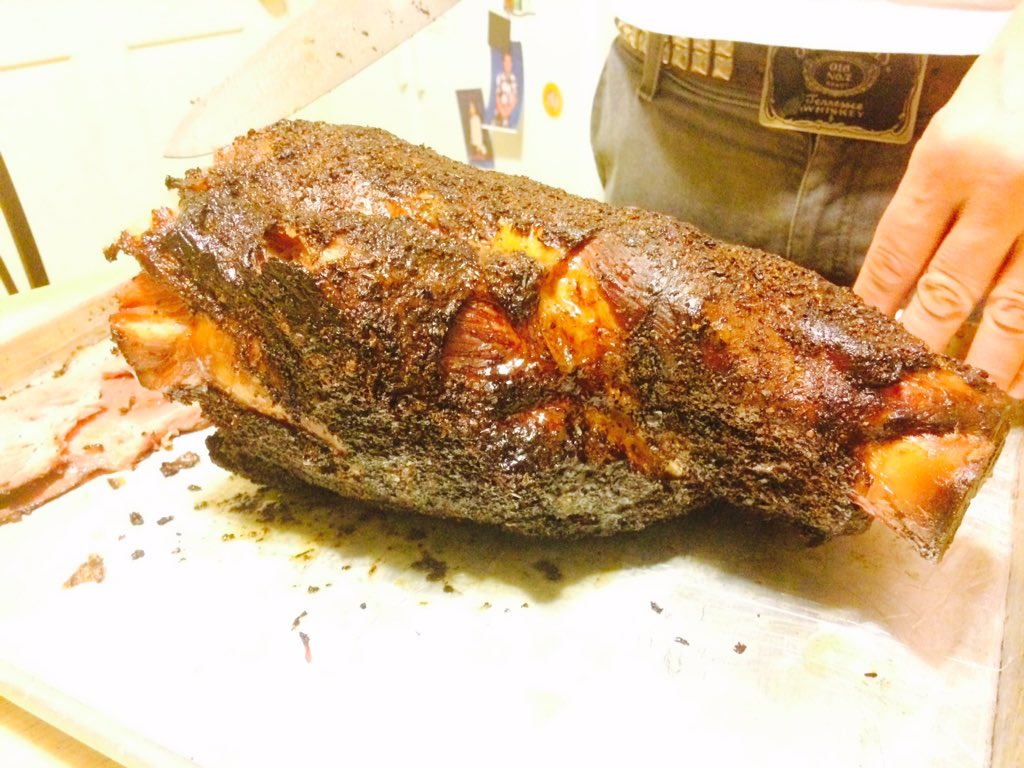 <a href="/_Damon_Price/">Damon Price</a> pork shoulder pastrami. 7 day cure, 6 hour smoke. <a href="/wickedsmokebbq/">Wicked Smoke BBQ Co</a> @CavalryBBQ <a href="/BossHawgBBQ/">Boss Hawg BBQ</a> <a href="/bflay/">Bobby Flay</a>