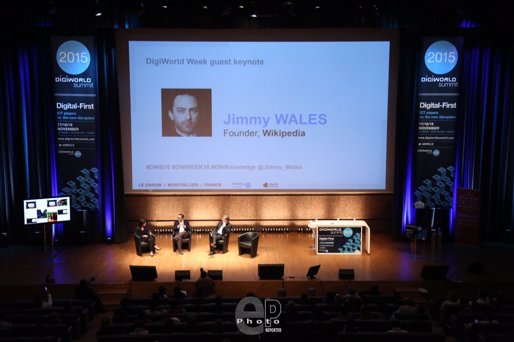 Epphotoreporter's tweet photo. Digiworld Week spécial session. @Jimmy_Wales #DWWeek15 #DWS15 #DWKnowledge https://t.co/KvwMbXVW4f