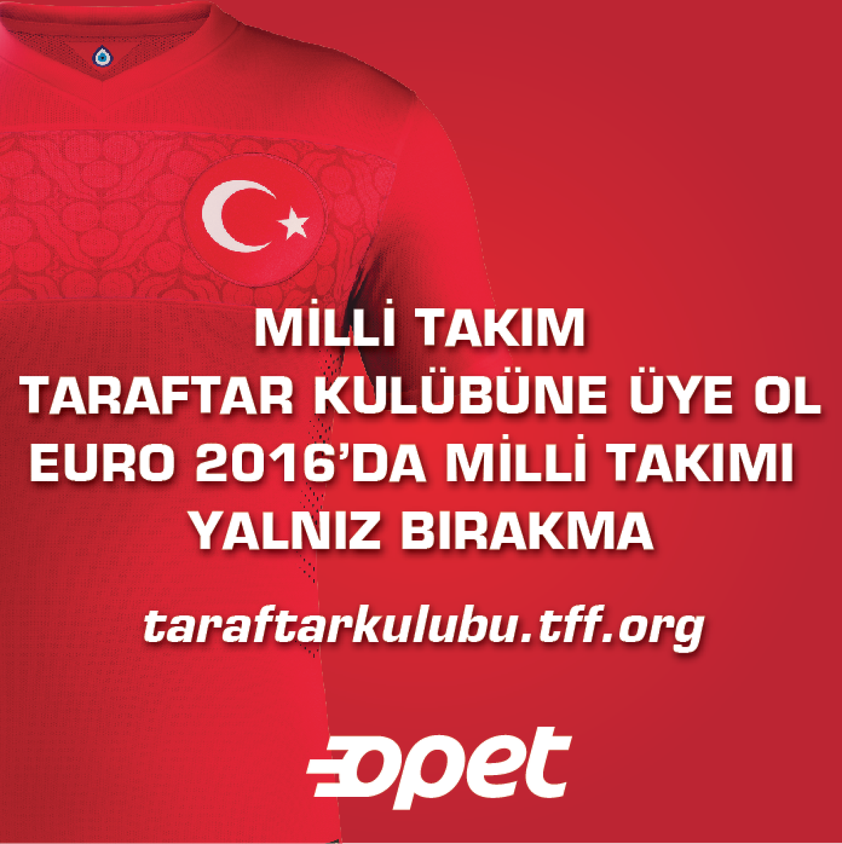 Milli Takım Taraftar kulübüne üye ol Ay-yıldızlıları Euro 2016'da yalnız bırakma. Detaylar: taraftarkulubu.tff.org