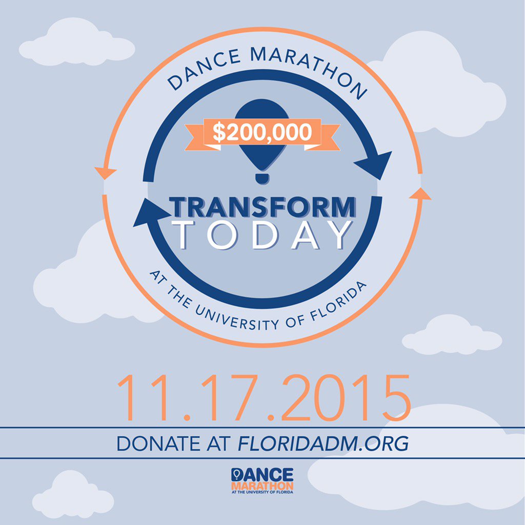 floridadm's tweet photo. #ItJustTakesOne small donation to #TransformToday! Help DM at UF raise $200,000 during the next 26.2 hours. #FTK https://t.co/tQZgdoumWn