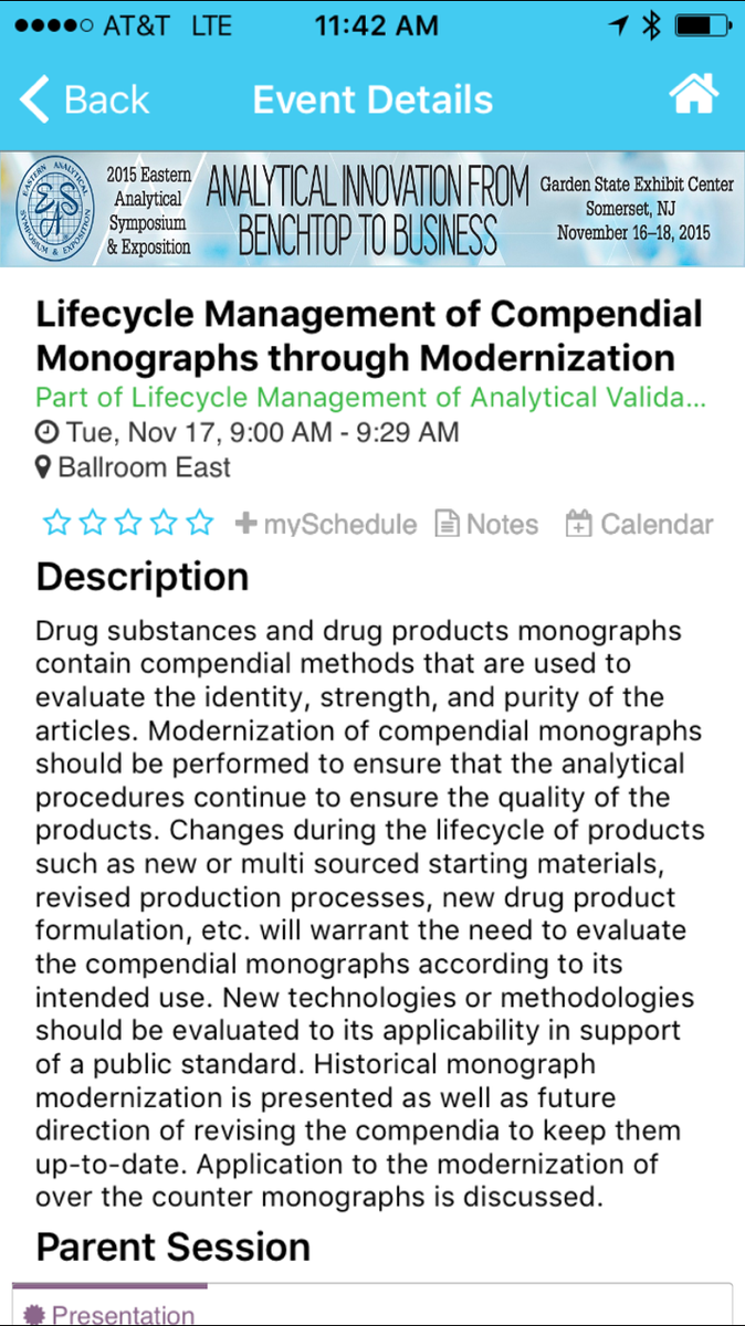 USPharmacopeia's tweet photo. If you're at #EAS2015 don't miss USP's Leonel Santos on 'modernization of compendial monographs' - Gr8 content! https://t.co/kYcmZ7h1vT