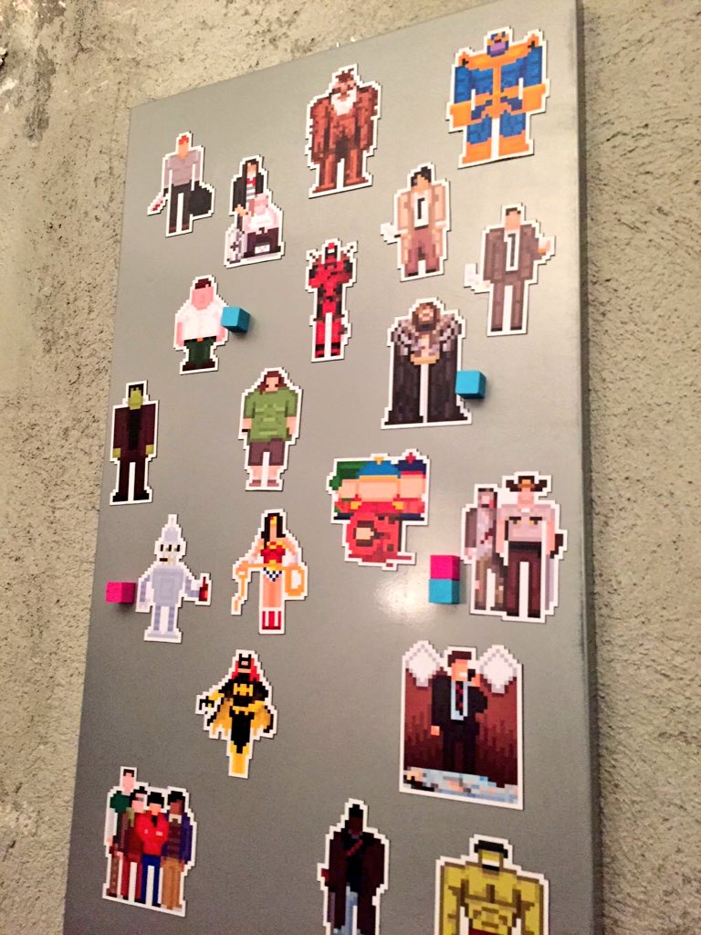 pixelworldapp's tweet image. Some handmade magnets for a #pixelart exhibition by @designatius Would you like one? Pic by @giuliamotty