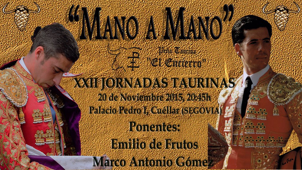 La última charla de las jornadas estará dedicada a dos matadores de toros <a href="/_MARCOAGOMEZ_/">Marco Antonio</a> y EmilioDeFrutos