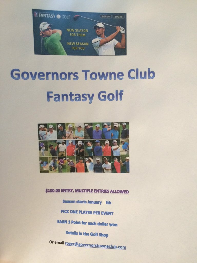 Start working on you #GTC Fantasy Golf team to be able to begin on January 1st!! Contact Roger in the Golf Shop!