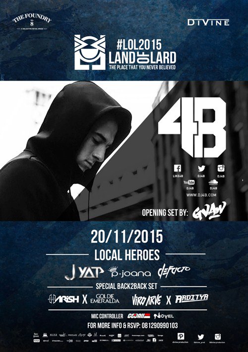 EventBooming (@eventbooming) on Twitter photo #LOL2015 Land of Lard 2015 w/ <a href="/DJ4B/">4️⃣🐝</a> | 20 Nov'15 <a href="/LEVEL_II/">LEVEL_II FOUNDRY8</a> - <a href="/foundry8/">THE FOUNDRY No.8</a> by <a href="/divine_prod/">Divine Production</a> #LOL2015 Land of Lard 2015 w/ <a href="/DJ4B/">4️⃣🐝</a> | 20 Nov'15 <a href="/LEVEL_II/">LEVEL_II FOUNDRY8</a> - <a href="/foundry8/">THE FOUNDRY No.8</a> by <a href="/divine_prod/">Divine Production</a>