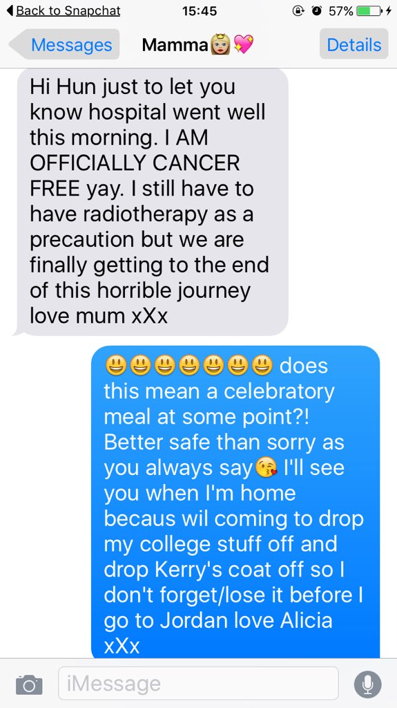 alxcxawood's tweet photo. So happy!π #officiallycancerfree https://t.co/EVKuUxpQE5