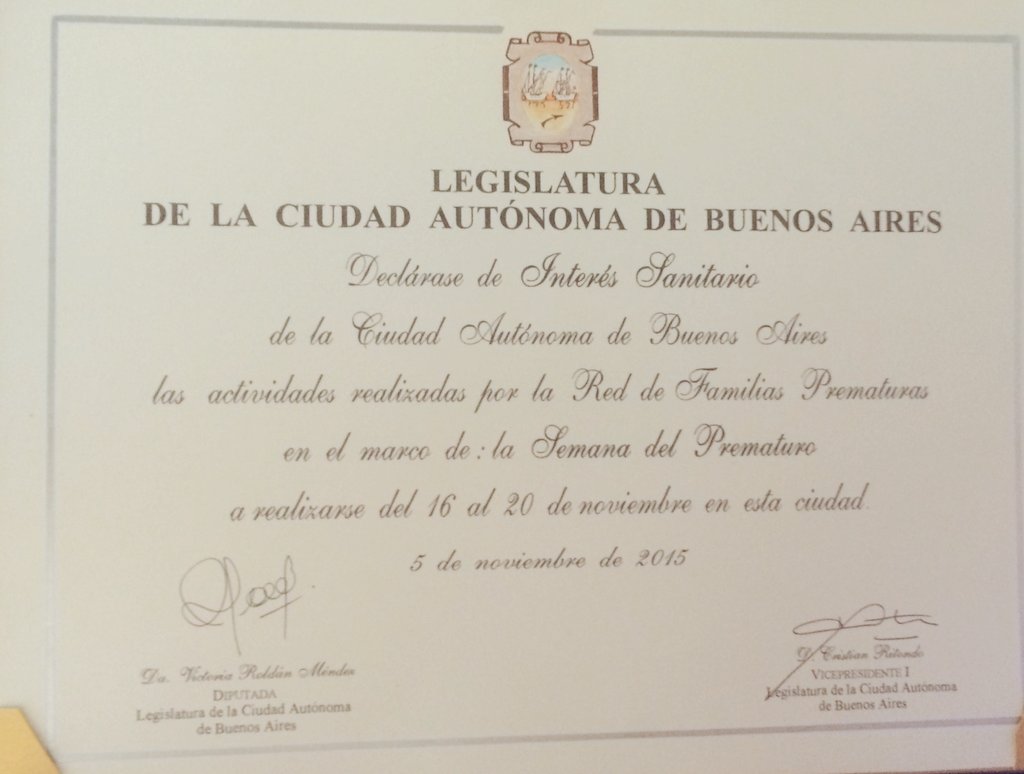 UNICEFargentina's tweet photo. Felicitaciones a la Red de Familias Prematuras por reconocimiento de la Legilslatura Porteña. #SemanaDelPrematuro https://t.co/AHFlpR7Y9R
