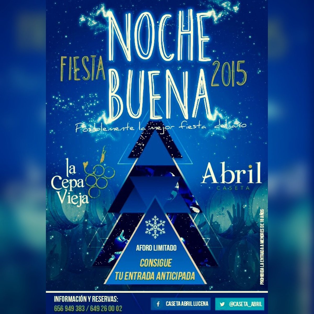 Caseta_Abril's tweet photo. Este año no te lo puedes perder!! Aforo limitado.. Nochebuena Cepa Vieja!! https://t.co/WTzd3aFMAk